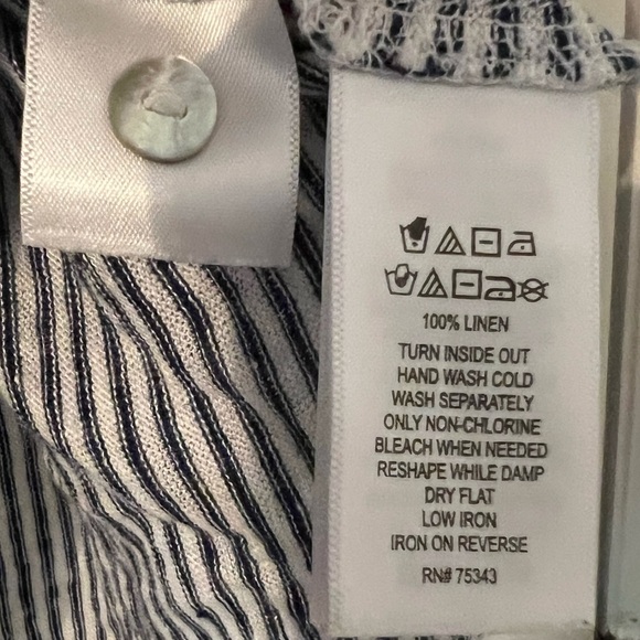 Adrienne Vittadini 100% Linen striped  3/4 Sleeve Tunic (J107) - Picture 7 of 9